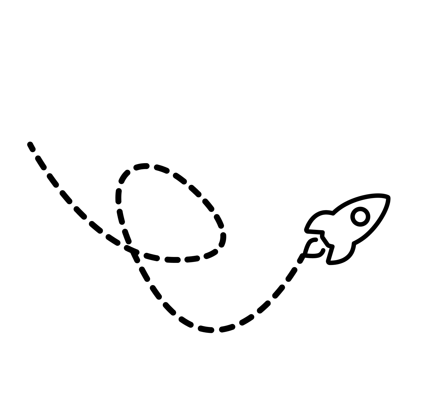 Curly orange arrow pointing right